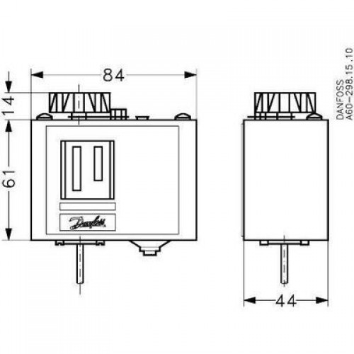 DANFOSS 060L110766 — Реле температуры (термостат) KP 63, IP 30/44, диапазон регулирования -50...-10 °C, длина трубки 2 м 