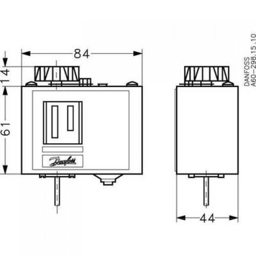 DANFOSS 060L111266 — Реле температуры (термостат) KP 69, IP 30/44, диапазон регулирования -5...35 °C, длина трубки 2 м 