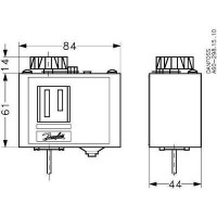 DANFOSS 060L112066 — Реле температуры (термостат) KP, IP 30/44, диапазон регулирования 0...35 °C, длина трубки 2 м 060L112066