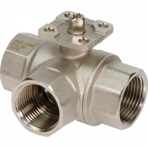 РИДАН 082G5419R — Кран шаровой двухпозиционный AMZ-113R PN40, DN20, Kvs 45, Tmax110 °C, Rp3/4, корпус CW617N, трехходовой 