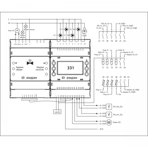 РИДАН 087H3805R — Контроллер ECL-3R 331 FC, напряжение питания 24V AC/DC 