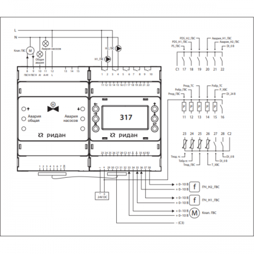 РИДАН 087H3807R — Контроллер ECL-3R 317 FC, напряжение питания 24V DC 