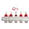 РИДАН 088U0956R — Комплект коллекторов SSM-6RF set с расходомерами, кронштейнами, ручным воздухоотводчиком, сливным краном и торцевой заглушкой, 6 контуров 