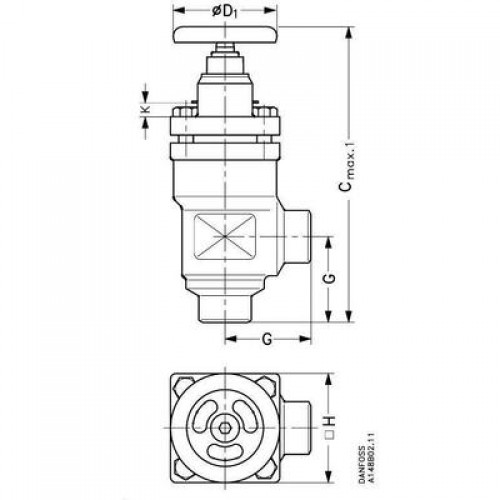 DANFOSS 148B5260 — Запорный клапан SVA-L 15 A ANG H-WHEEL 
