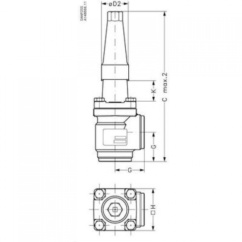 DANFOSS 148B5721 — Запорный клапан SVA-S 50 A ANG CAP 