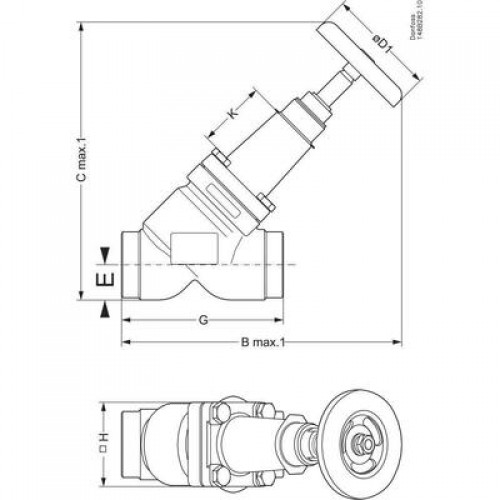 DANFOSS 148B5830 — Запорный клапан SVA-S 65 A STR H-WHEEL 